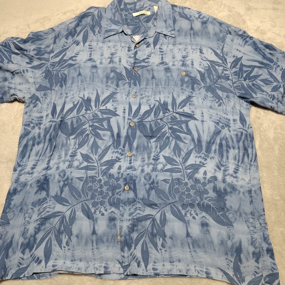 Campia Mode Hawaiian Shirt Men XL Blue Floral Tropical Island Short Sleeve